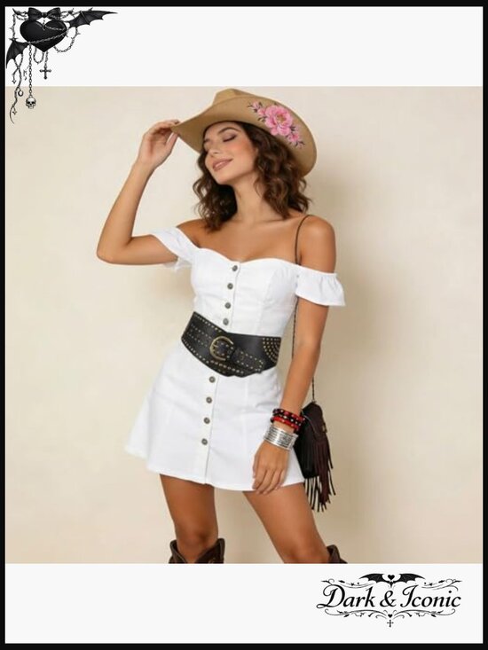 Vintage Wide Elastic Studded Stretch Waist Belt with Metal Buckle main image 6